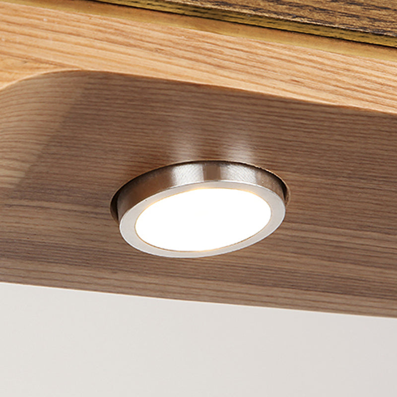 Linear Island Pendant LED Modern Wood Ceiling Pendant Light for Tea Room