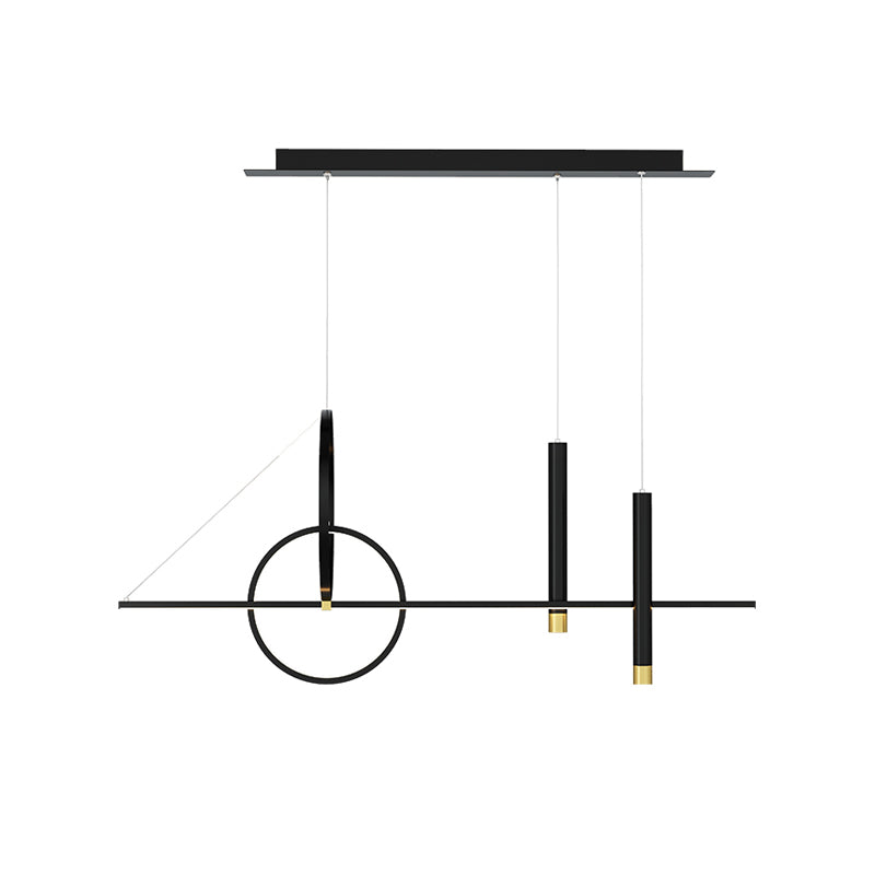 Contemporary Style Linear Island Lighting Metal 4 Light Island Pendant Lights in Black