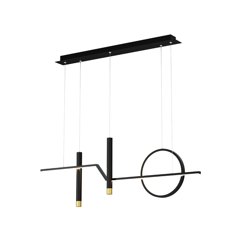 Contemporary Style Linear Island Lighting Metal 4-Light Island Pendant Lights in Black