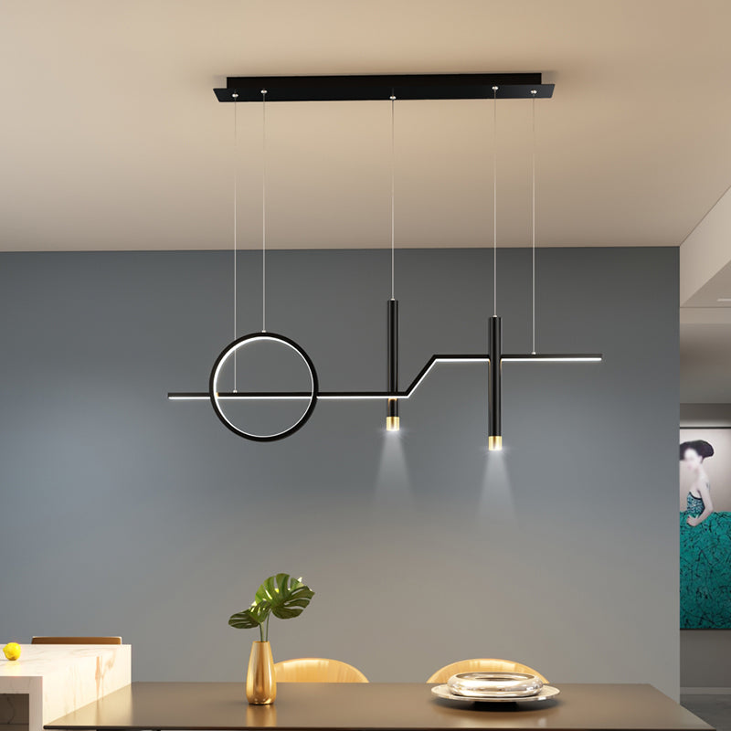 Contemporary Style Linear Island Lighting Metal 4-Light Island Pendant Lights in Black