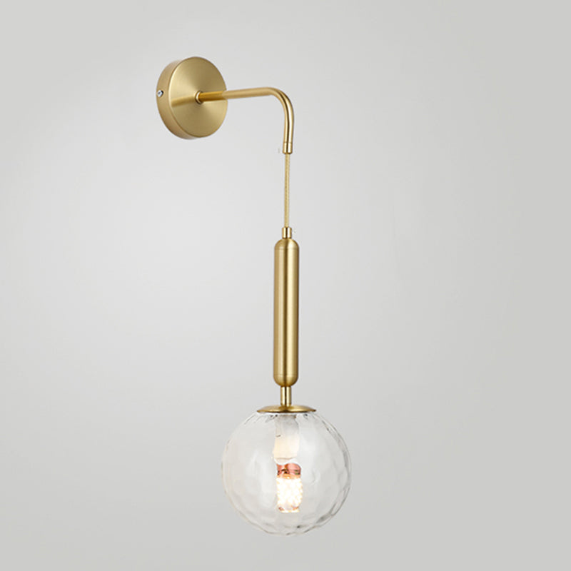 Glass Ball Shade Wall Lighting Modern Style Single Light Wall Mounted Light Fixture