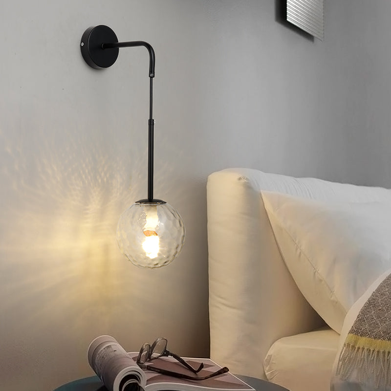 Glass Ball Shade Wall Lighting Modern Style Single Light Wall Mounted Light Fixture