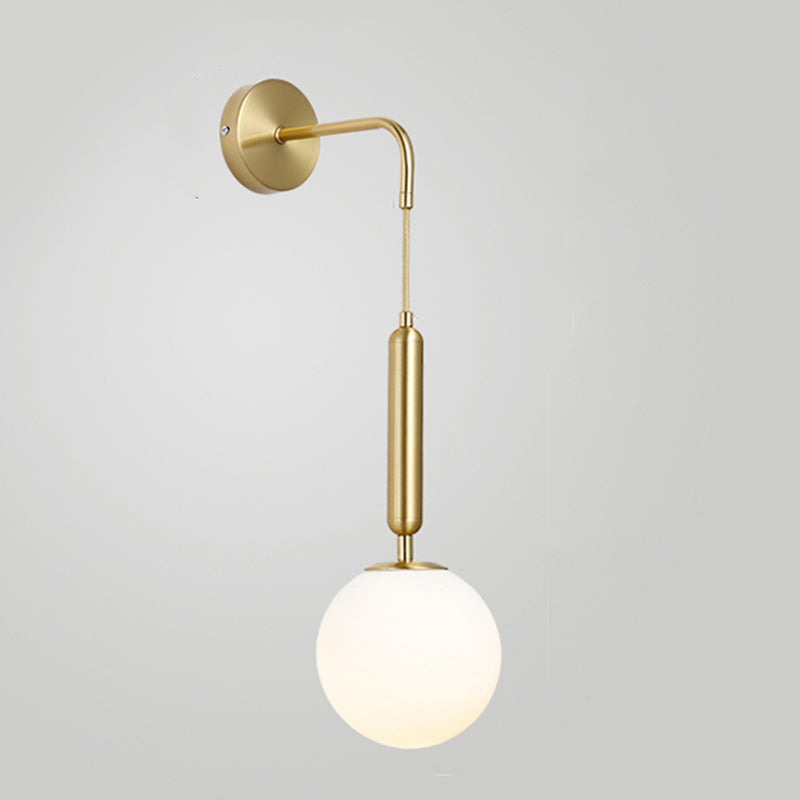 Glass Ball Shade Wall Lighting Modern Style Single Light Wall Mounted Light Fixture