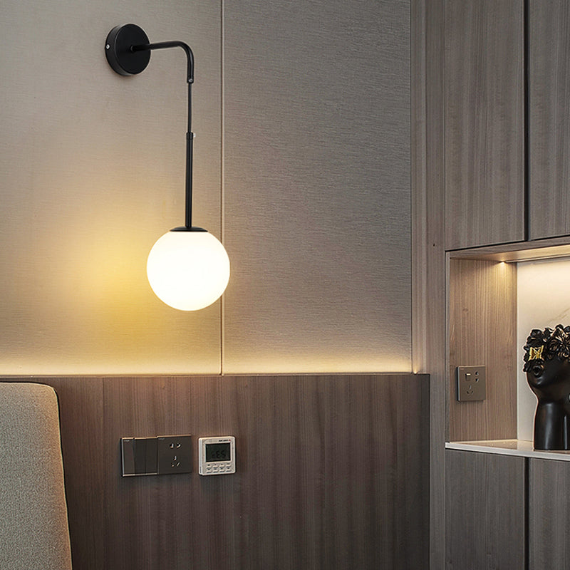 Glass Ball Shade Wall Lighting Modern Style Single Light Wall Mounted Light Fixture
