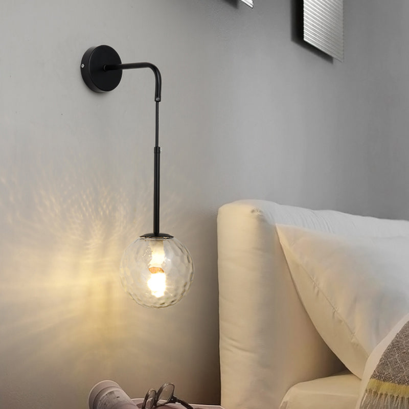Glass Ball Shade Wall Lighting Modern Style Single Light Wall Mounted Light Fixture