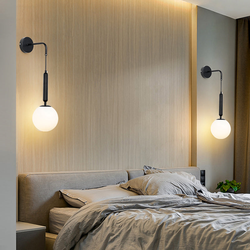 Glass Ball Shade Wall Lighting Modern Style Single Light Wall Mounted Light Fixture