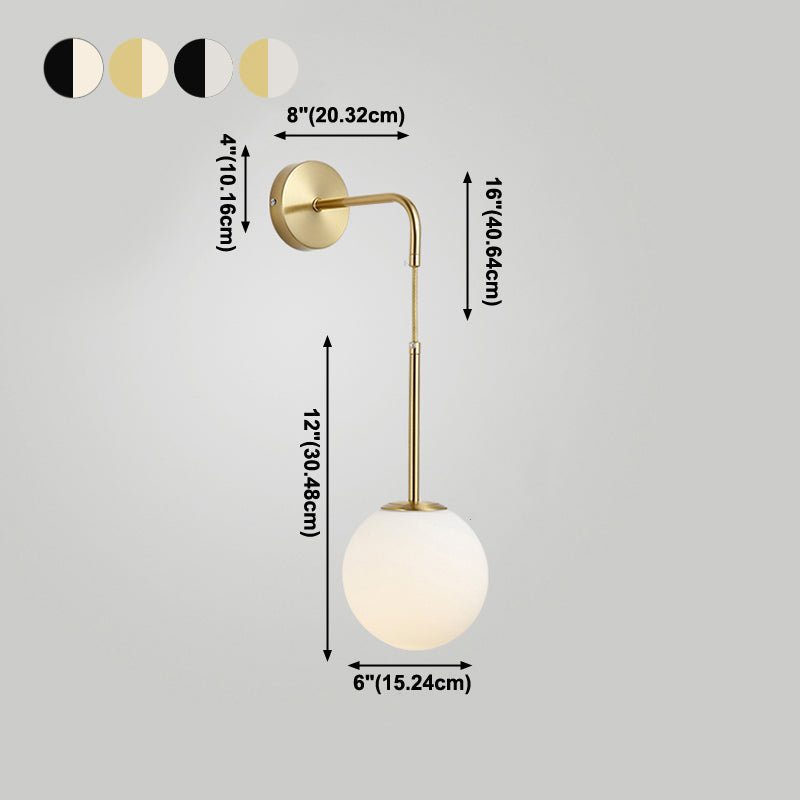 Glass Ball Shade Wall Lighting Modern Style Single Light Wall Mounted Light Fixture