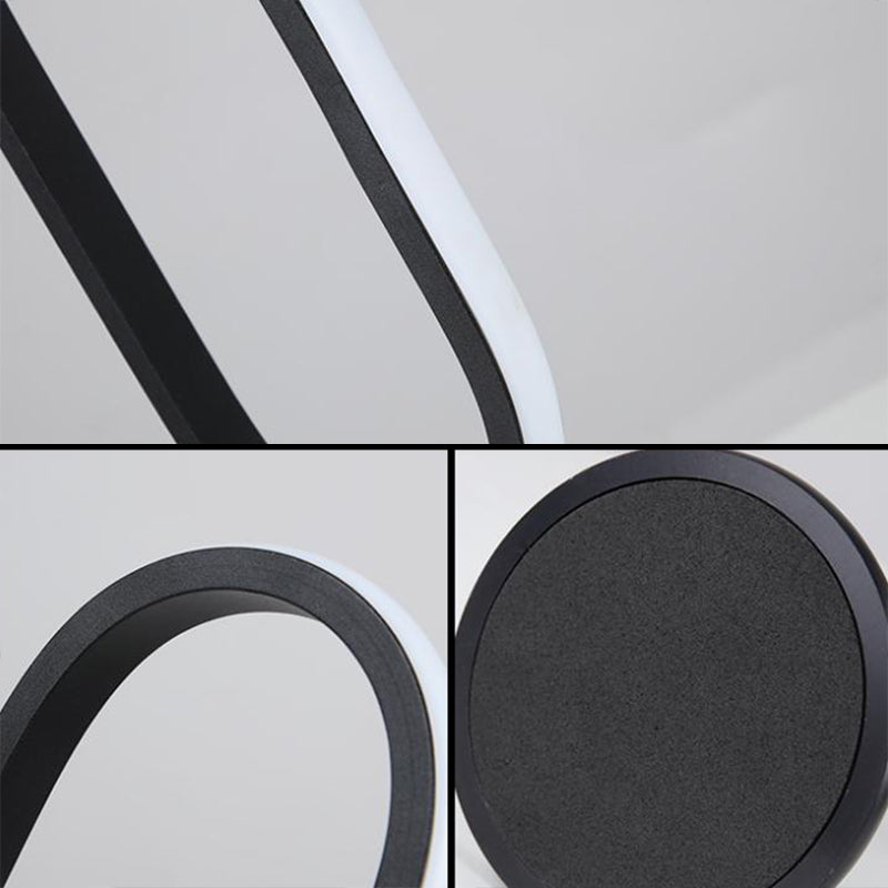 1 Light Oval Nightstand Lamp Contemporary Metal Nightstand Lamps for Club in Black