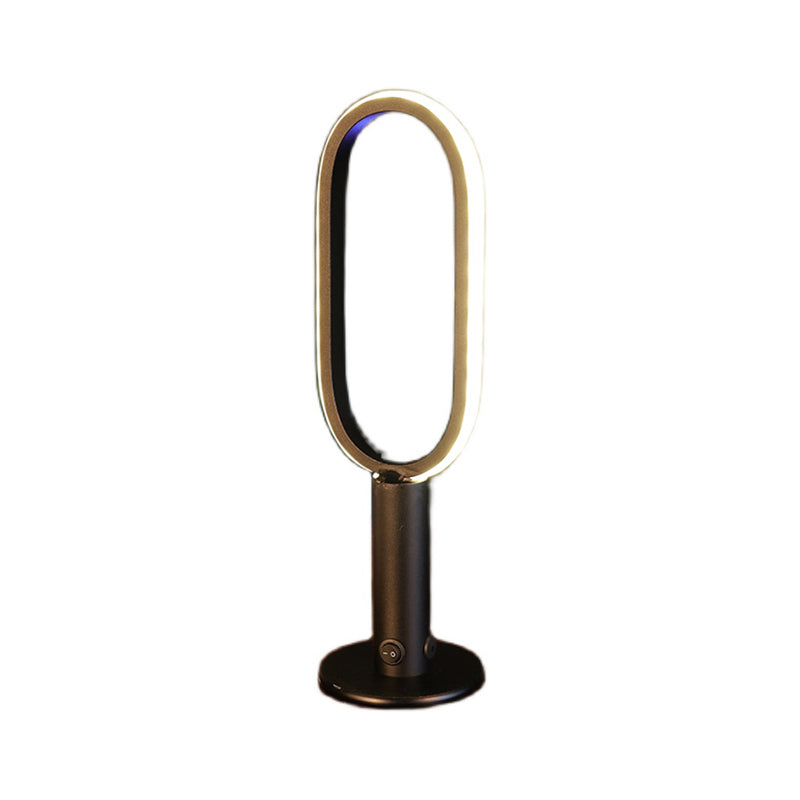1 Light Oval Nightstand Lamp Contemporary Metal Nightstand Lamps for Club in Black