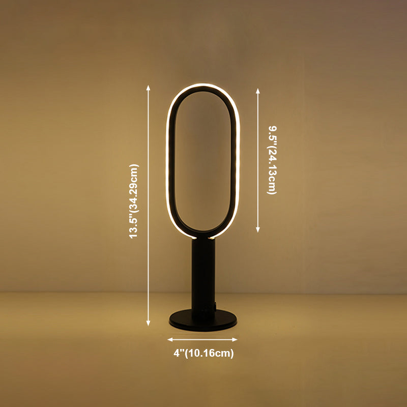 1 Light Oval Nightstand Lamp Contemporary Metal Nightstand Lamps for Club in Black