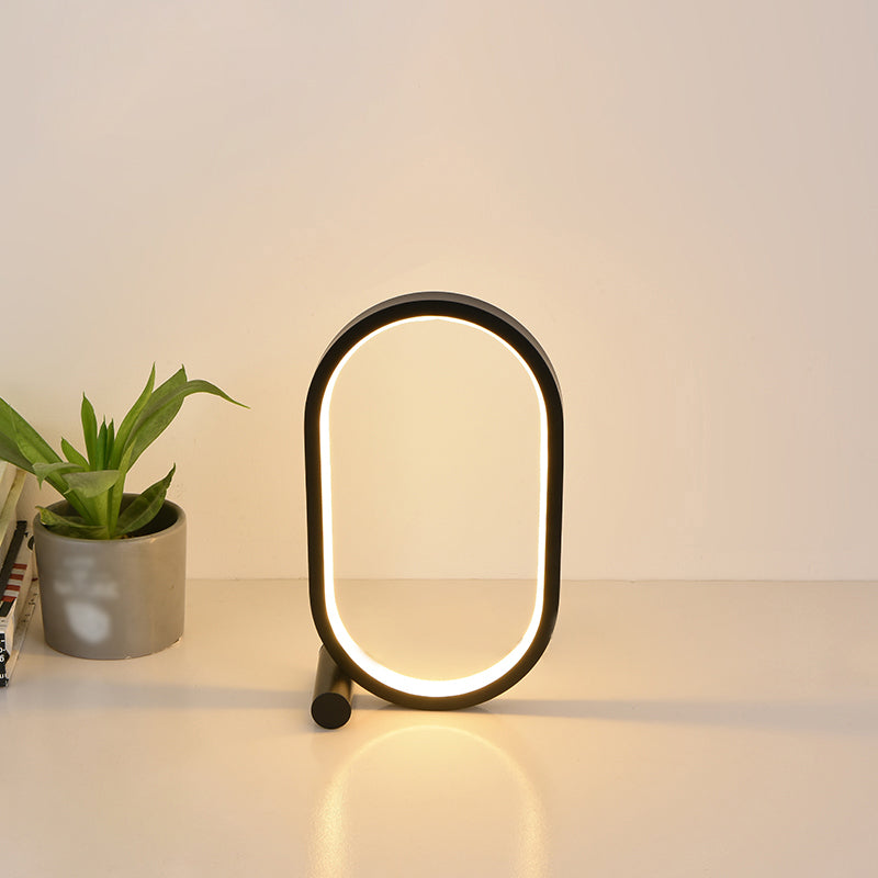 1 Light Oval Nightstand Lamp Contemporary Metal Nightstand Lamps for Bedroom