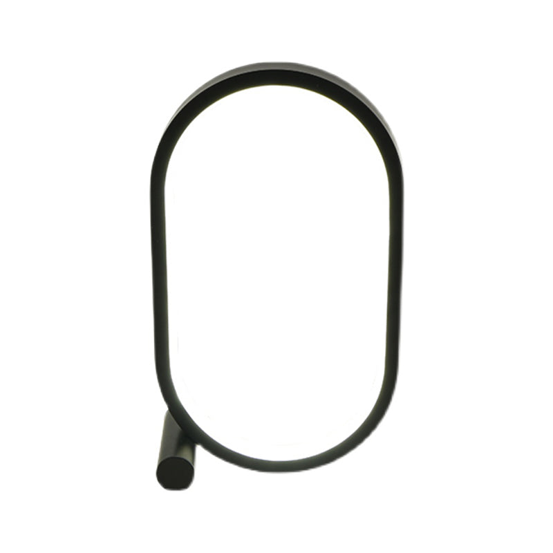 1 Light Oval Nightstand Lamp Contemporary Metal Nightstand Lamps for Bedroom