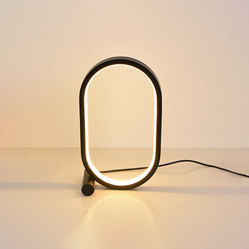 1 Light Oval Nightstand Lamp Contemporary Metal Nightstand Lamps for Bedroom