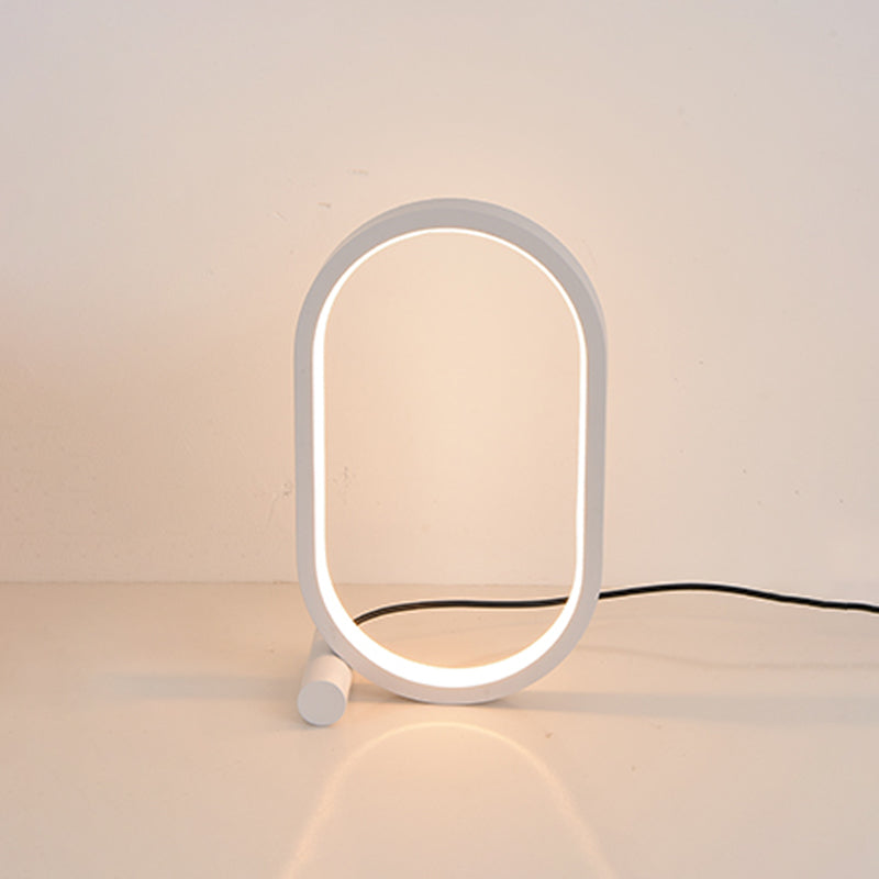 1 Light Oval Nightstand Lamp Contemporary Metal Nightstand Lamps for Bedroom