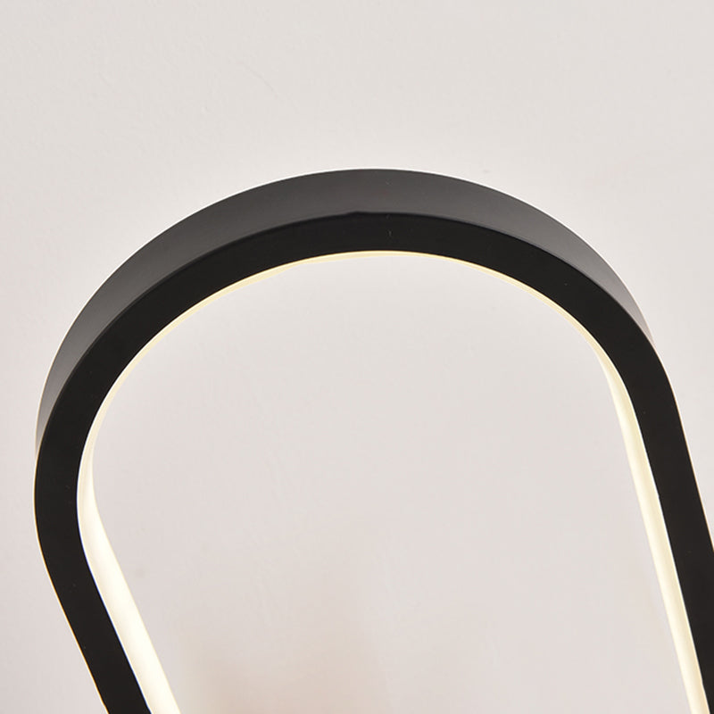 1 Light Oval Nightstand Lamp Contemporary Metal Nightstand Lamps for Bedroom