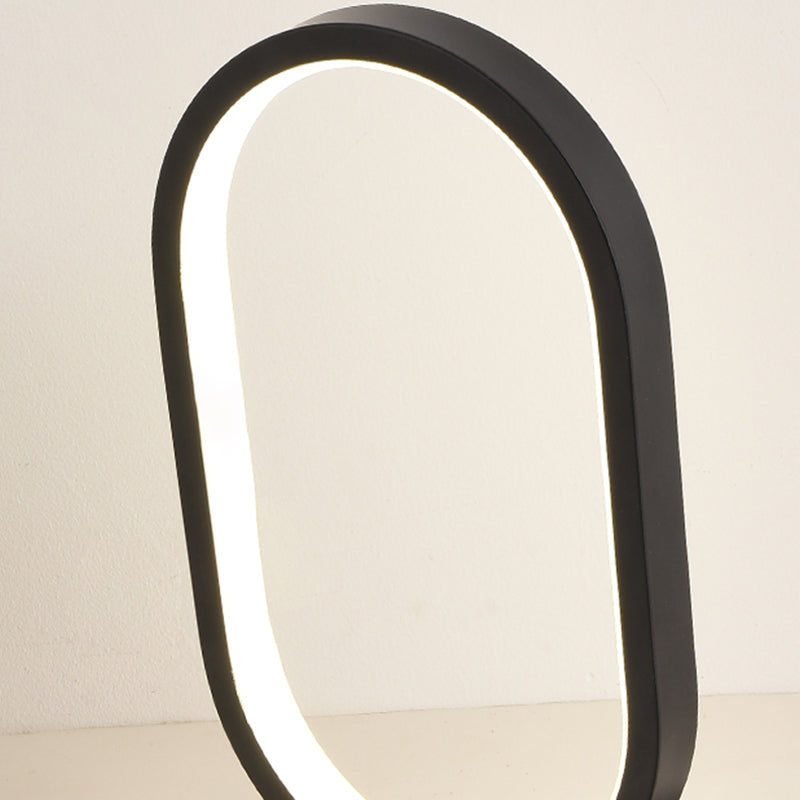 1 Light Oval Nightstand Lamp Contemporary Metal Nightstand Lamps for Bedroom