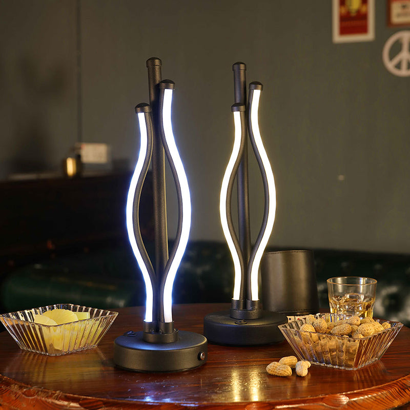 Linear Nightstand Lamp Contemporary Metal Nightstand Lamps in Black