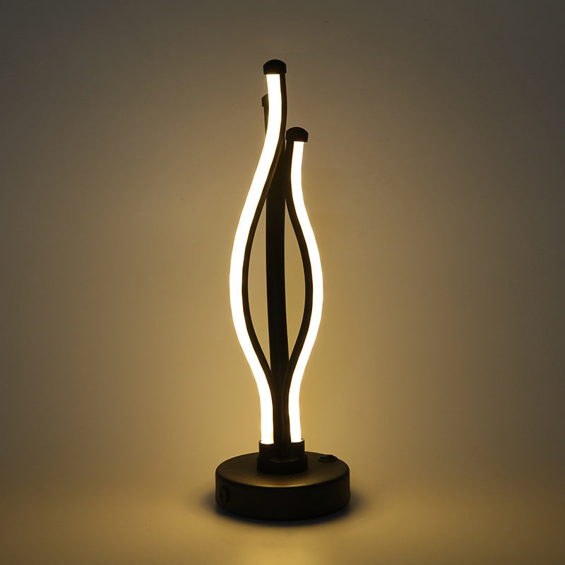 Linear Nightstand Lamp Contemporary Metal Nightstand Lamps in Black