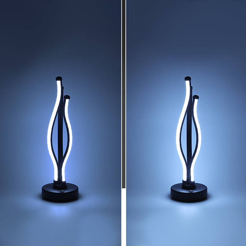 Linear Nightstand Lamp Contemporary Metal Nightstand Lamps in Black