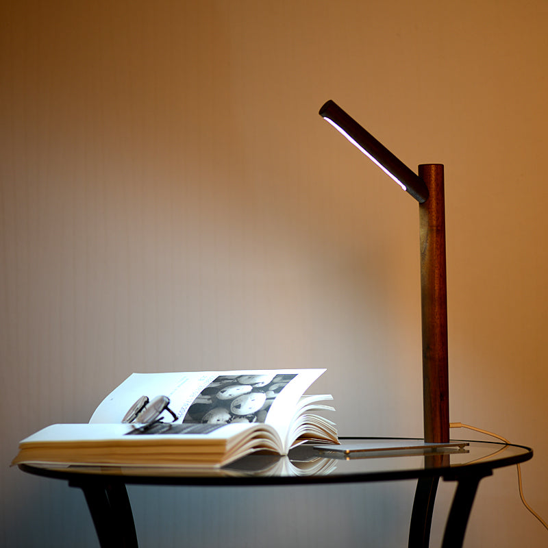 Linear 1 Light Table Lamp Contemporary Wood Nightstand Lamps for Study Room