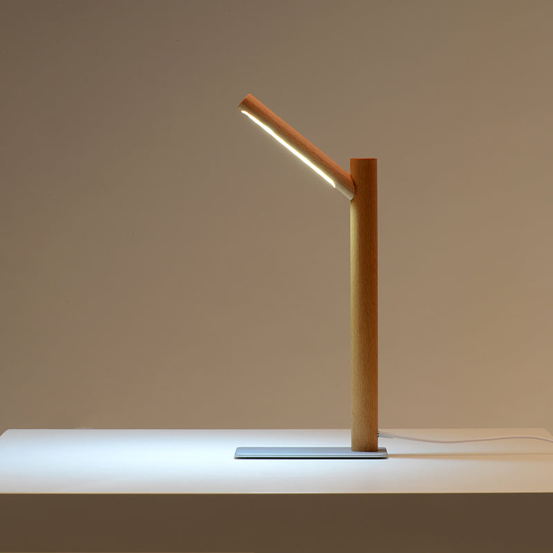 Linear 1 Light Table Lamp Contemporary Wood Nightstand Lamps for Study Room