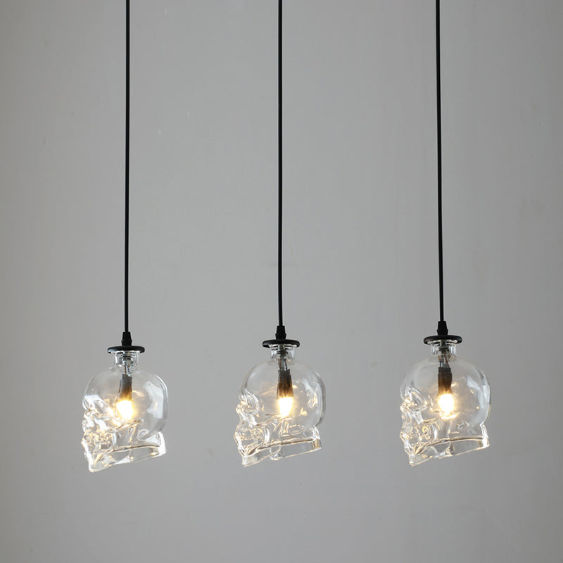 Lampada sospesa nera in vetro in stile creativo industriale Luce a sospensione geometrica per sala da pranzo