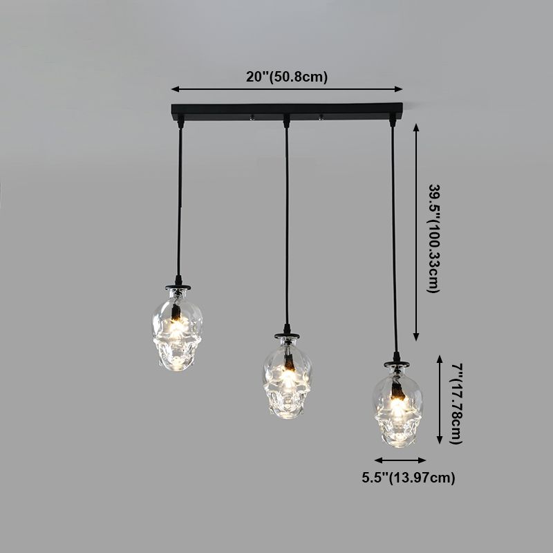 Lampada sospesa nera in vetro in stile creativo industriale Luce a sospensione geometrica per sala da pranzo