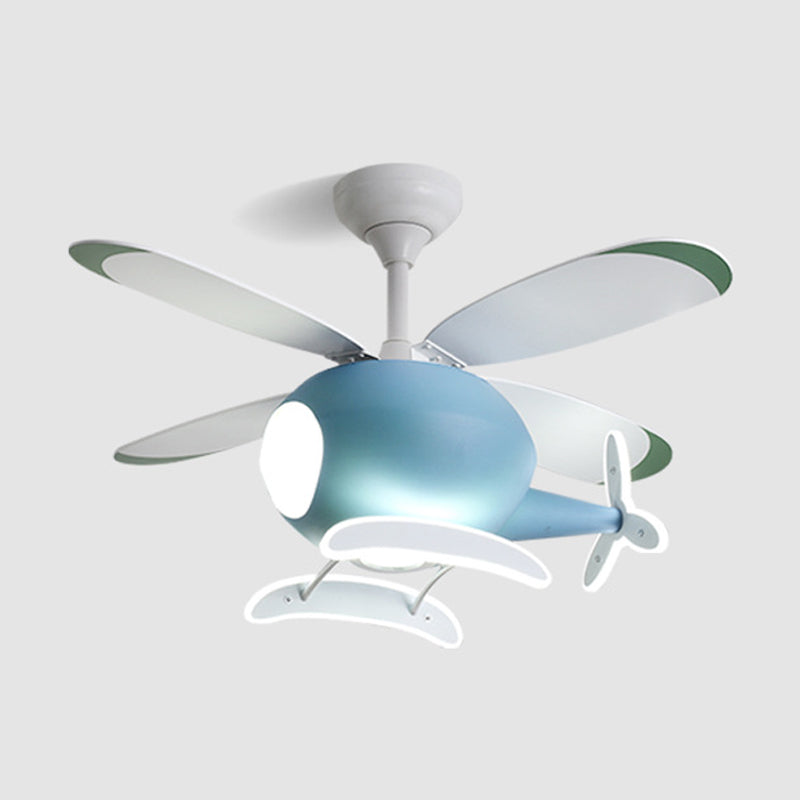 Kinder kreative LED -Pendelleuchten leichte schmiedeeiserne Flugzeug -Flugzeugleuchten mit Acrylschatten