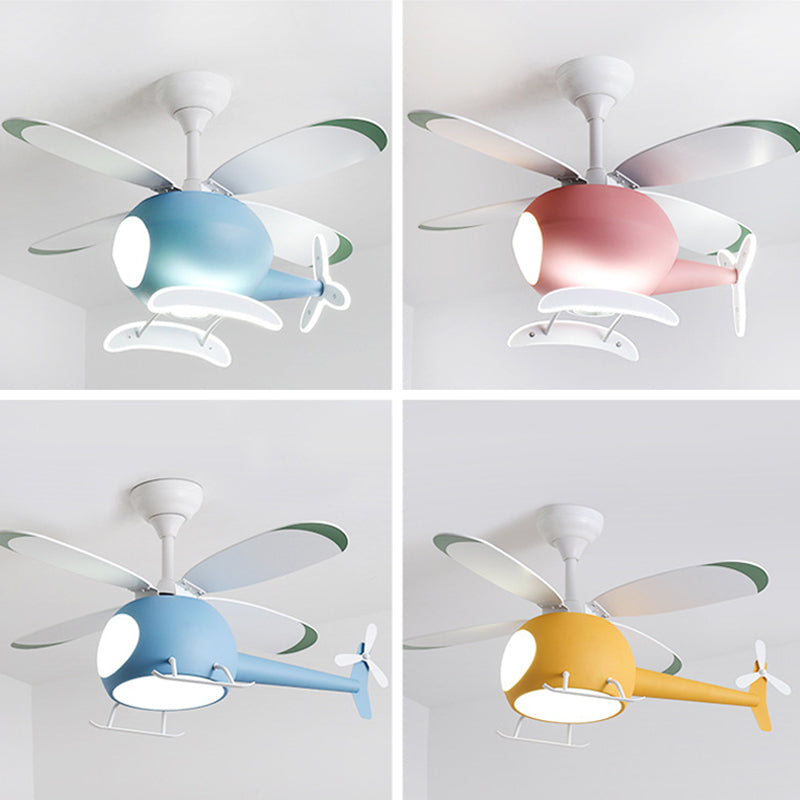 Kinder kreative LED -Pendelleuchten leichte schmiedeeiserne Flugzeug -Flugzeugleuchten mit Acrylschatten