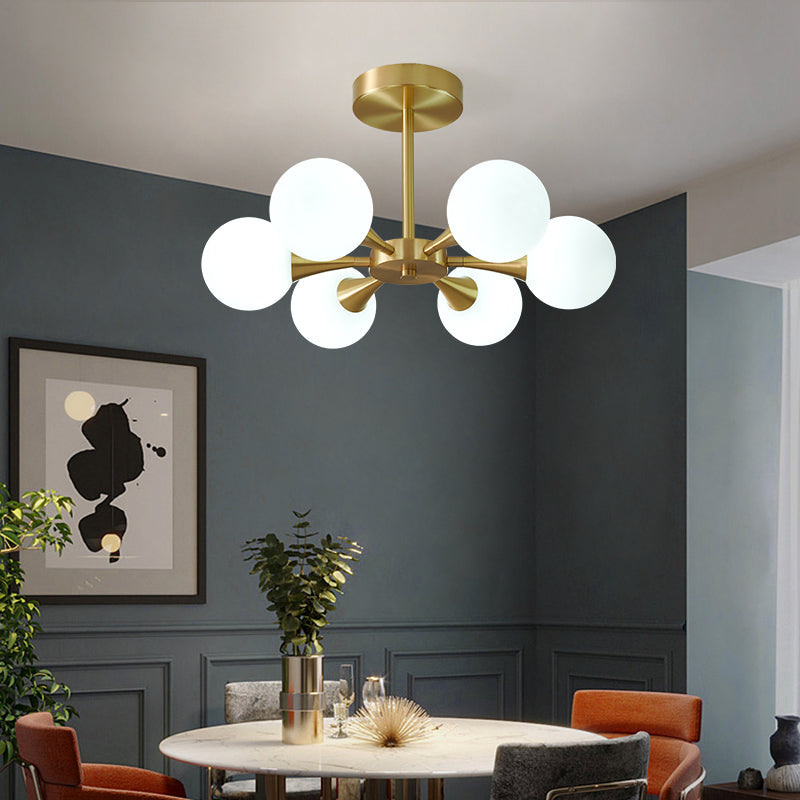 Modern Sputnik Ceiling Light Glass Shade Flush Mount Light for Bedroom Living Room