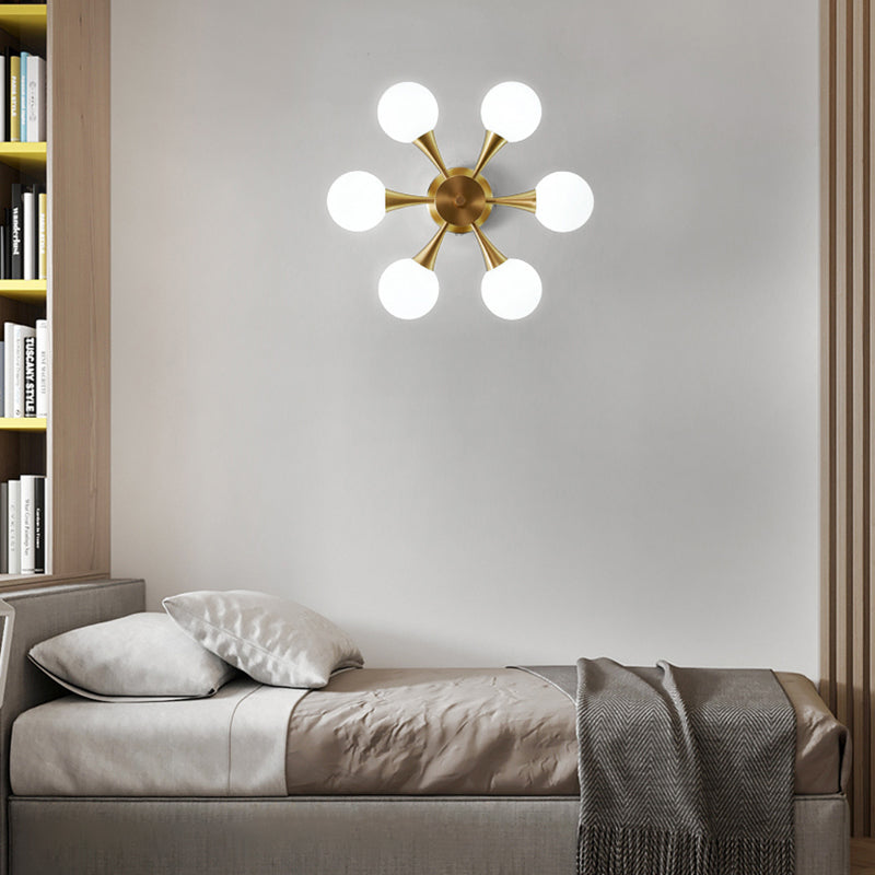 Modern Sputnik Ceiling Light Glass Shade Flush Mount Light for Bedroom Living Room