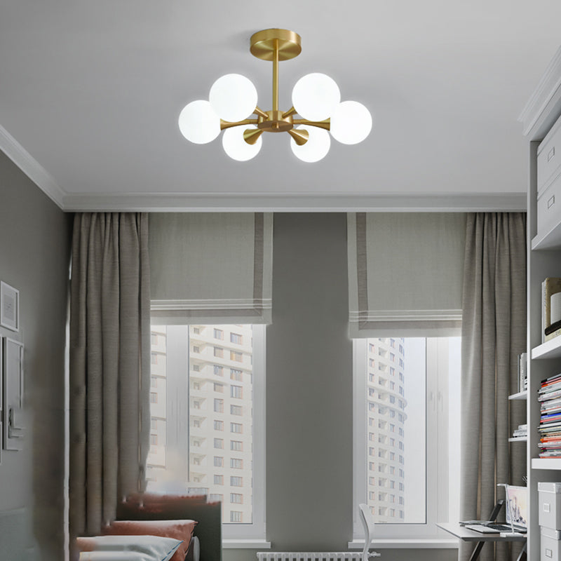 Modern Sputnik Ceiling Light Glass Shade Flush Mount Light for Bedroom Living Room