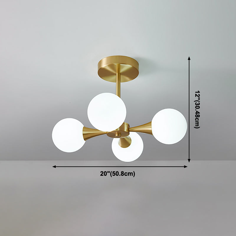 Modern Sputnik Ceiling Light Glass Shade Flush Mount Light for Bedroom Living Room