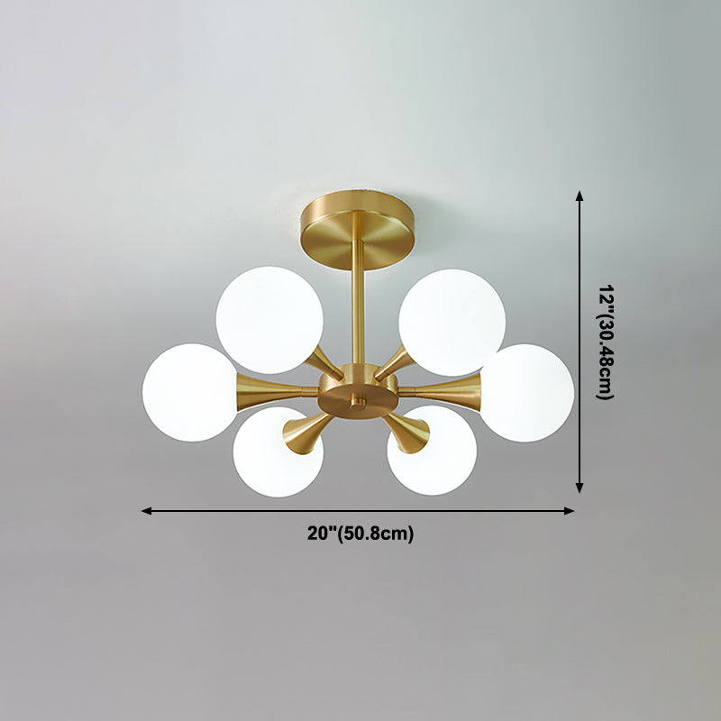 Modern Sputnik Ceiling Light Glass Shade Flush Mount Light for Bedroom Living Room