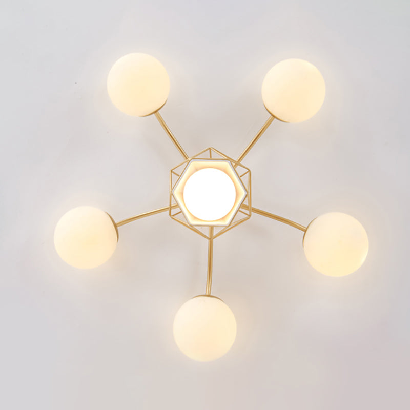 Modern Sputnik Ceiling Light Glass Shade Flush Mount Light for Drawing Room Living Room