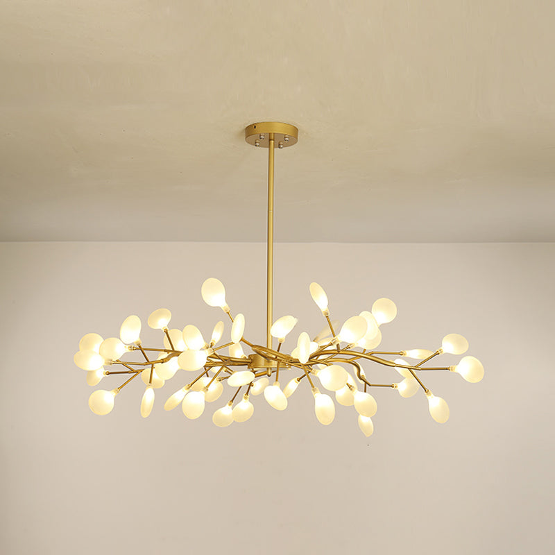 Stylish Firefly Pendant Light Fixture Minimalist Metal Bedroom Chandelier in Gold