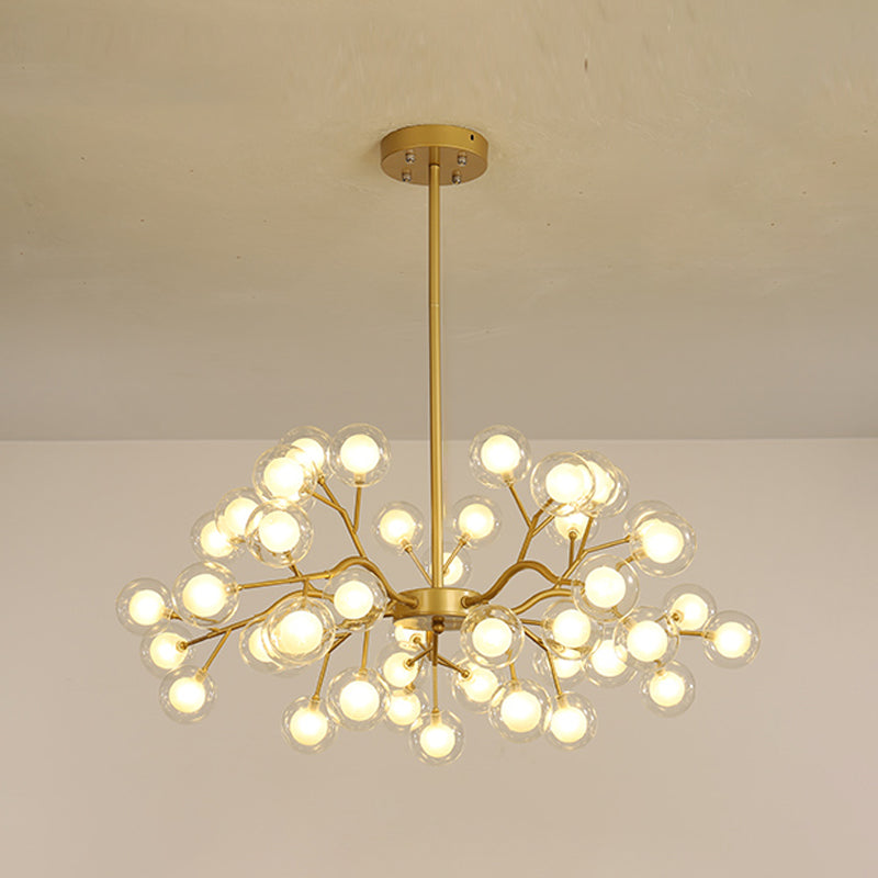 Stylish Firefly Pendant Light Fixture Minimalist Metal Bedroom Chandelier in Gold