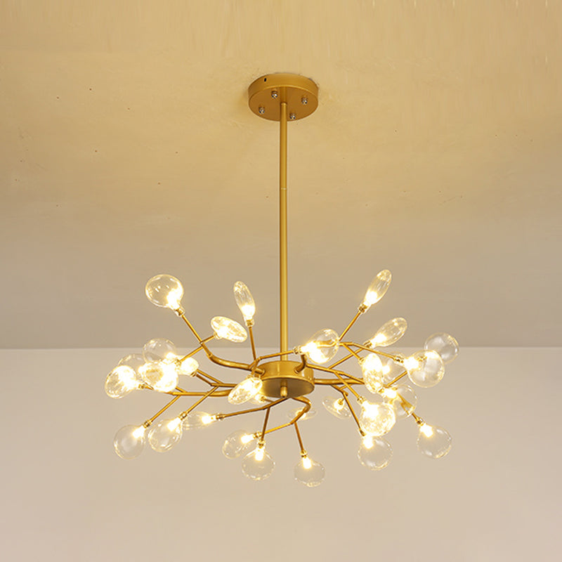 Stylish Firefly Pendant Light Fixture Minimalist Metal Bedroom Chandelier in Gold