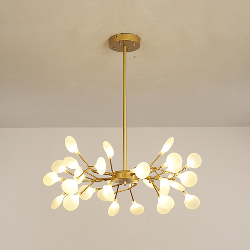 Stylish Firefly Pendant Light Fixture Minimalist Metal Bedroom Chandelier in Gold