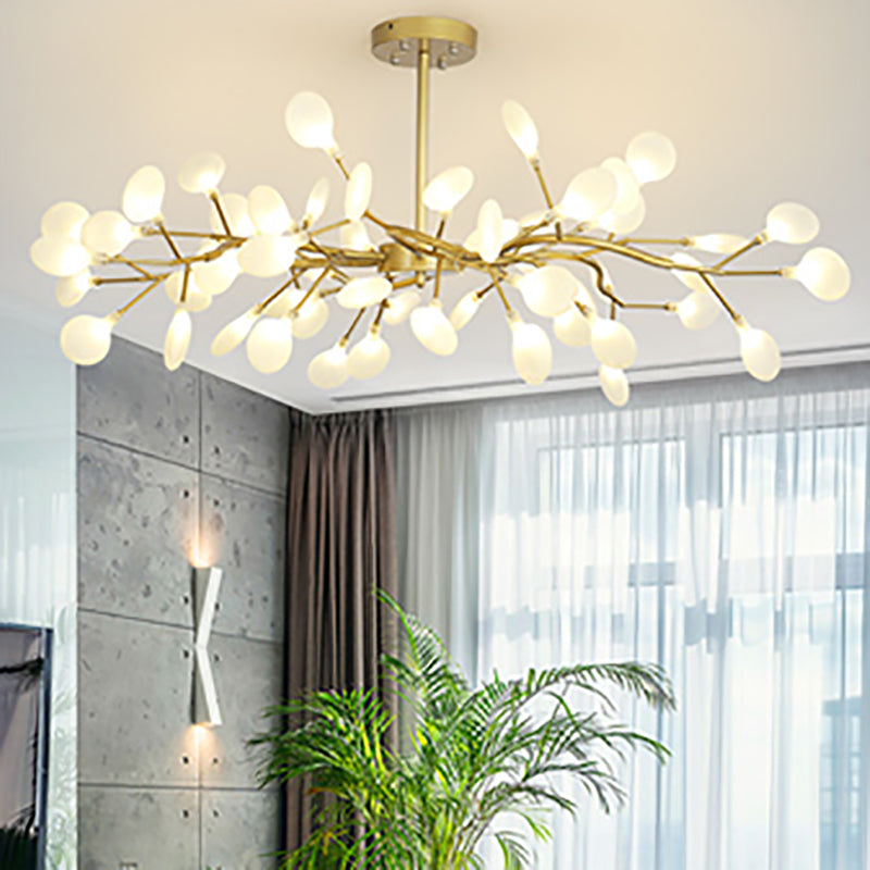 Stylish Firefly Pendant Light Fixture Minimalist Metal Bedroom Chandelier in Gold