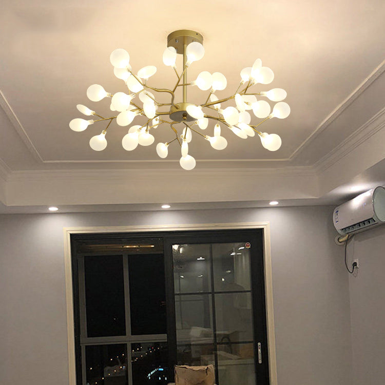 Stylish Firefly Pendant Light Fixture Minimalist Metal Bedroom Chandelier in Gold