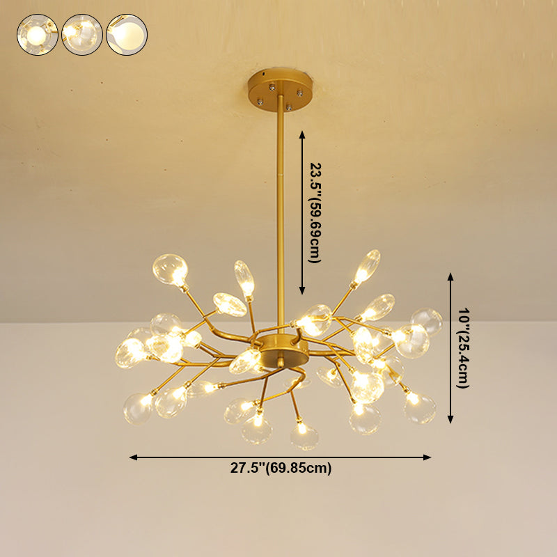 Stylish Firefly Pendant Light Fixture Minimalist Metal Bedroom Chandelier in Gold