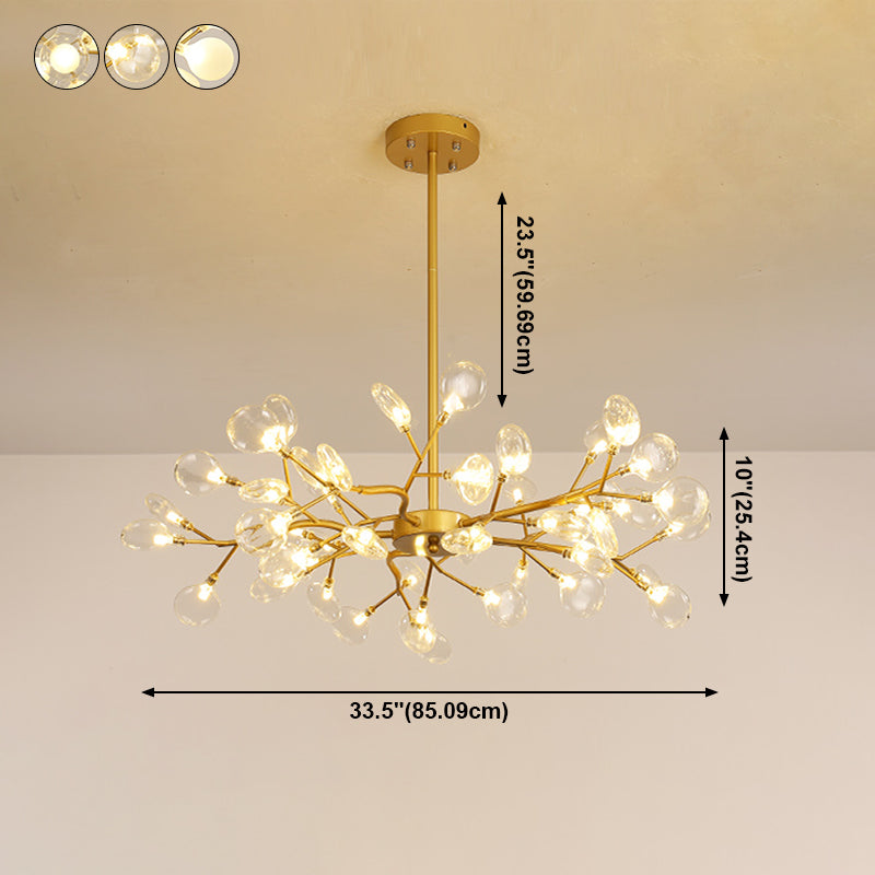 Stylish Firefly Pendant Light Fixture Minimalist Metal Bedroom Chandelier in Gold