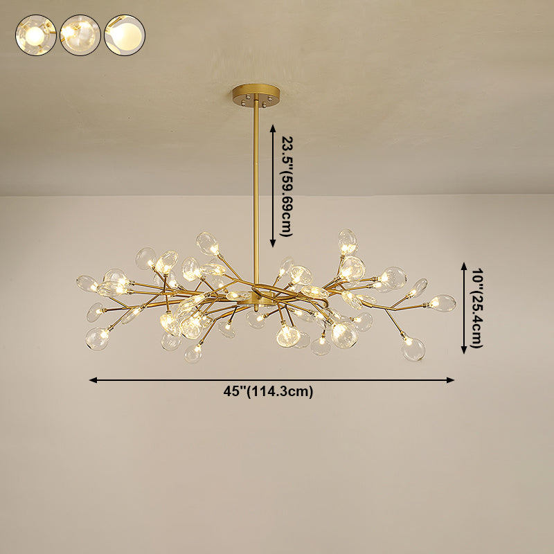 Stylish Firefly Pendant Light Fixture Minimalist Metal Bedroom Chandelier in Gold