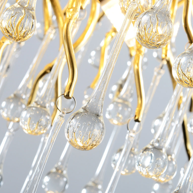 Gold Nest Chandelier Lighting Luxury Country Style Crystal Living Room Hanging Light