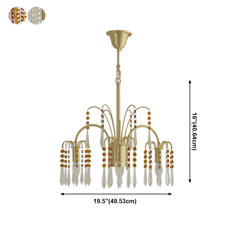 Country Branch Pendant lampe Crystal Per perle lustre en laiton pour le café