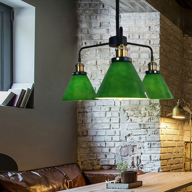 Lampadino in vetro verde chiaro vintage Lampone in vetro verde chiaro per sala da pranzo