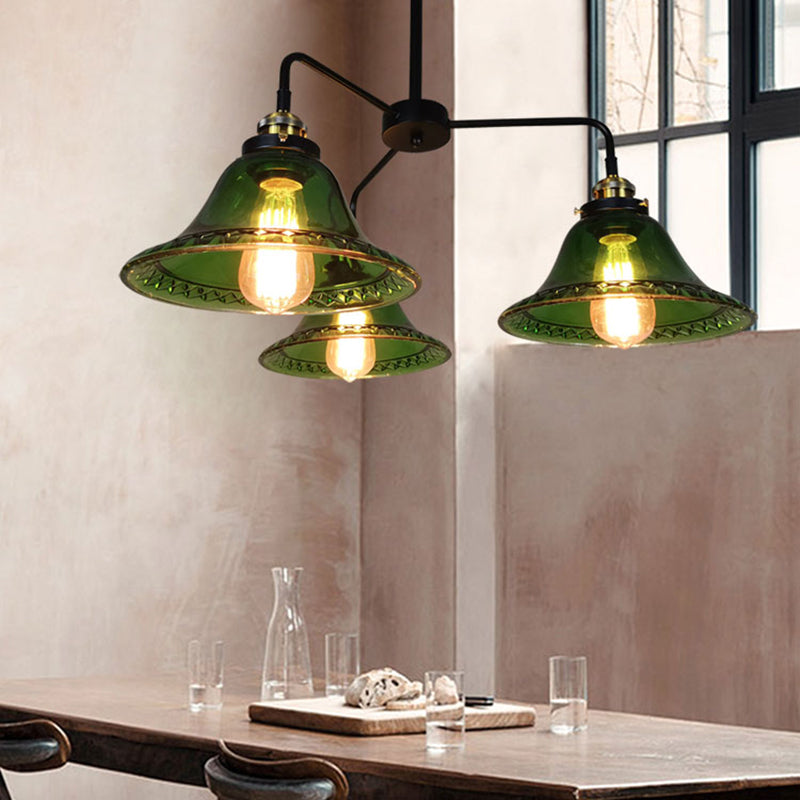 Lampadino in vetro verde chiaro vintage Lampone in vetro verde chiaro per sala da pranzo