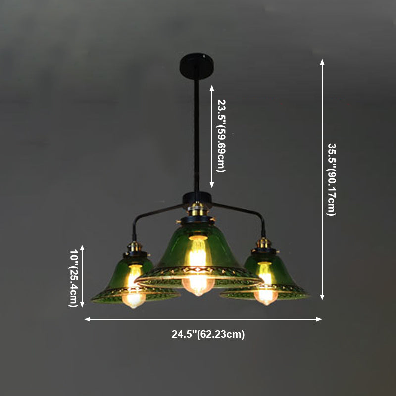 Lampadino in vetro verde chiaro vintage Lampone in vetro verde chiaro per sala da pranzo