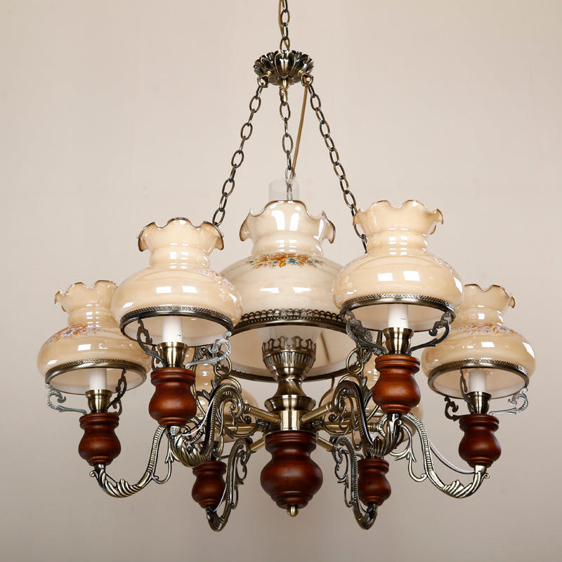 Lámpara de queroseno de vidrio lámpara de suspensión de techo de restaurante estilo náutico